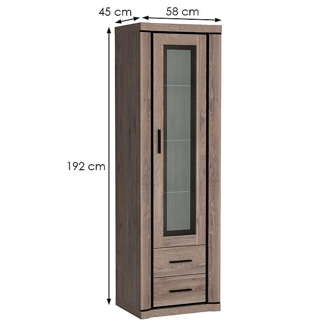 Vitrine Dallas 58cm Eiche Trüffel