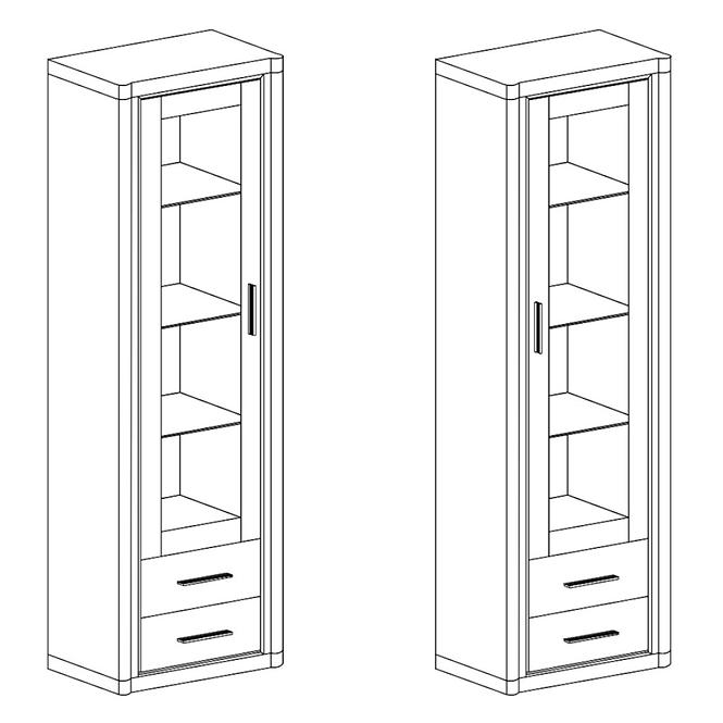 Vitrine Dallas 58cm Eiche Trüffel