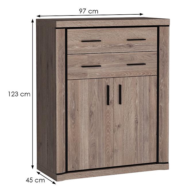 Kommode Dallas 97cm Eiche Trüffel