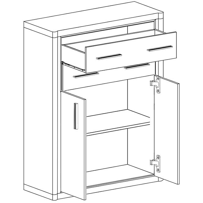 Kommode Dallas 97cm Eiche Trüffel