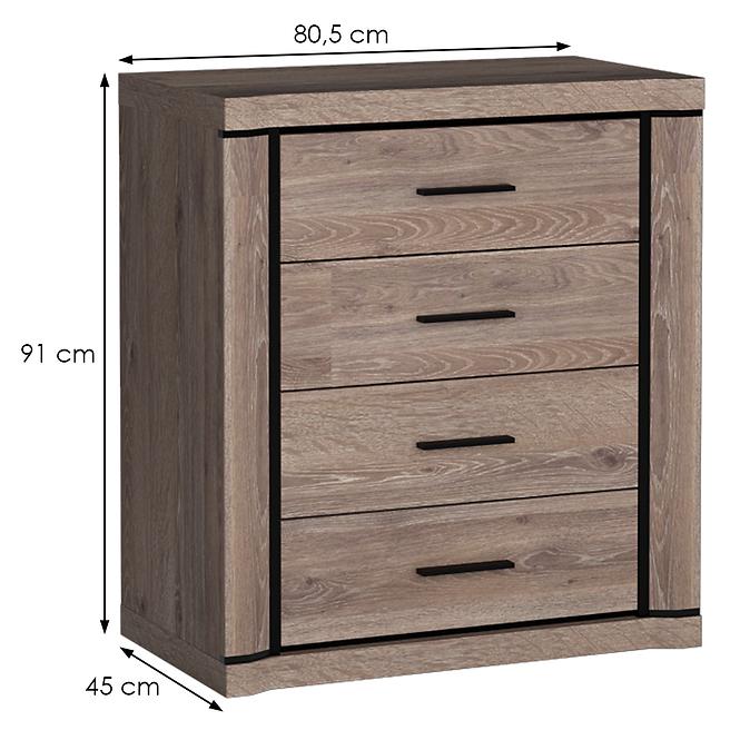 Kommode Dallas 80cm Eiche Trüffel