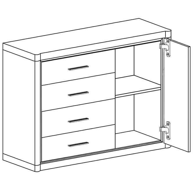 Kommode Dallas 117cm Eiche Trüffel