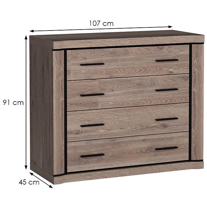 Kommode Dallas 107cm Eiche Trüffel,2