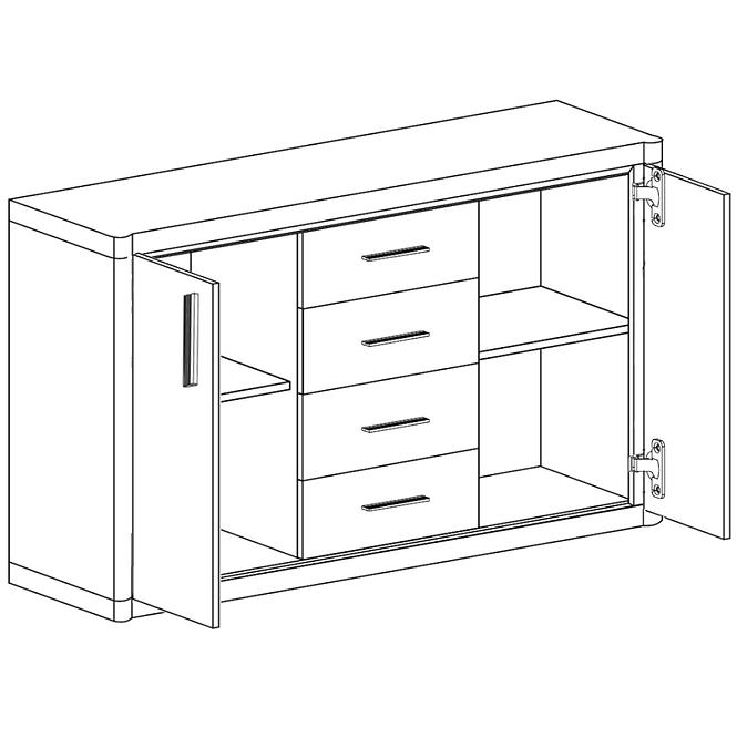 Kommode Dallas 137cm Eiche Trüffel,4