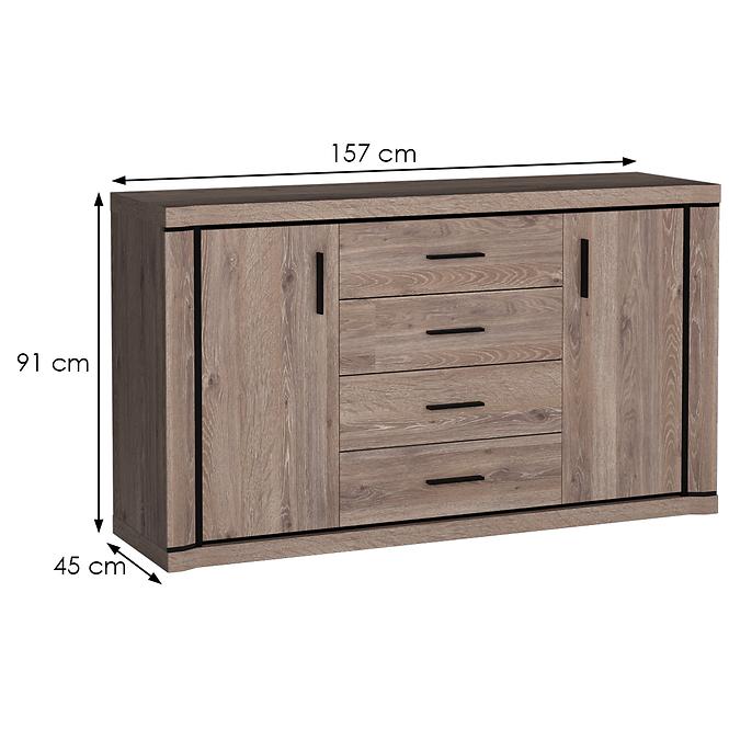Kommode Dallas 157cm Eiche Trüffel,2