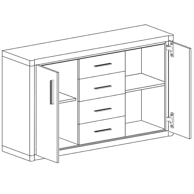 Kommode Dallas 157cm Eiche Trüffel,4