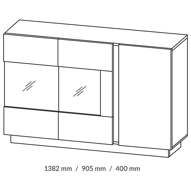 Kommode Arco 138cm Weiß/Eiche Grandson,2