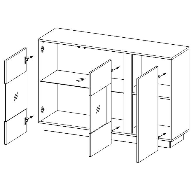 Kommode Arco 138cm Weiß/Eiche Grandson,3