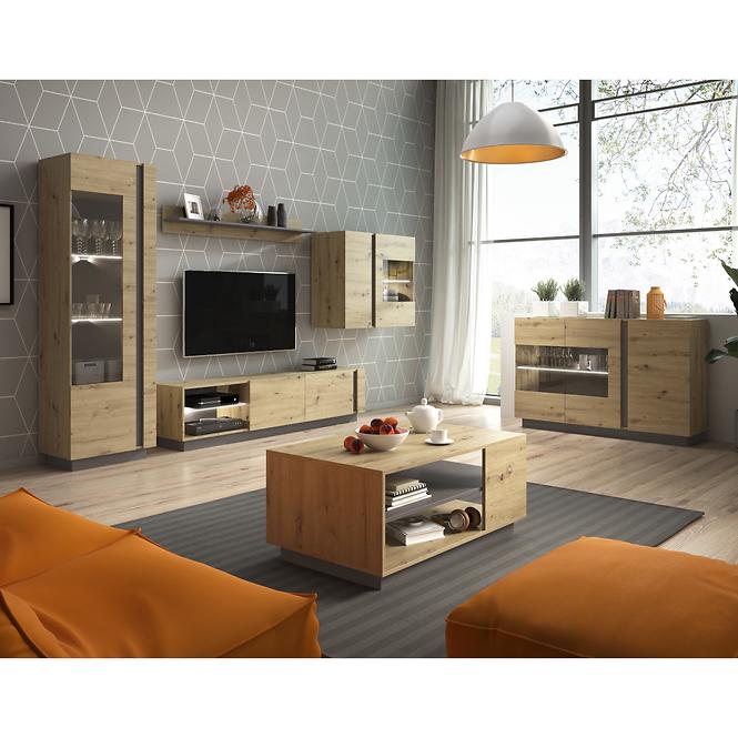 Couchtisch Arco 100cm Eiche Artisan/ Grau