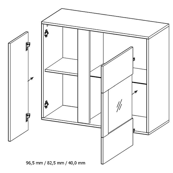 Vitrine Arco 96cm Eiche Artisan/Grau