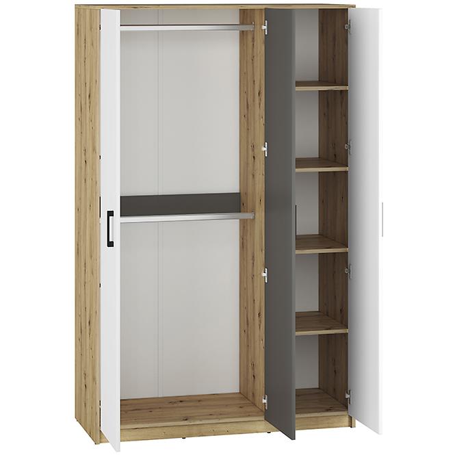 Schrank Fini 120cm Eiche Artisan/Weiß/Antracit