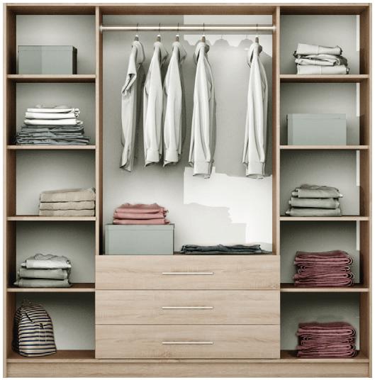 Schrank Bali 196cm Eiche Wellington/ Spiegel