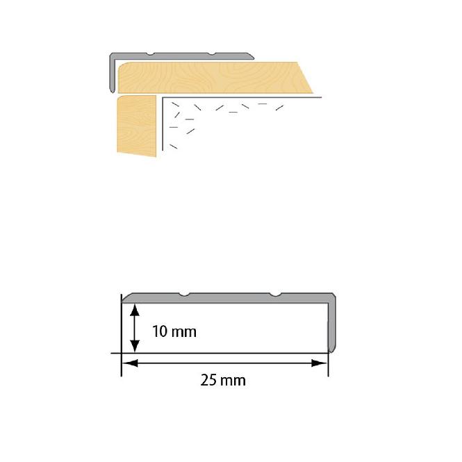 Treppenprofil schmal LSW 10x25 Kleber 1,35m Eiche hell