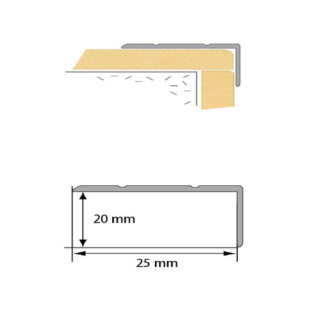 Treppenprofil schmal LSW 10x25 Kleber 1,35 Landeiche