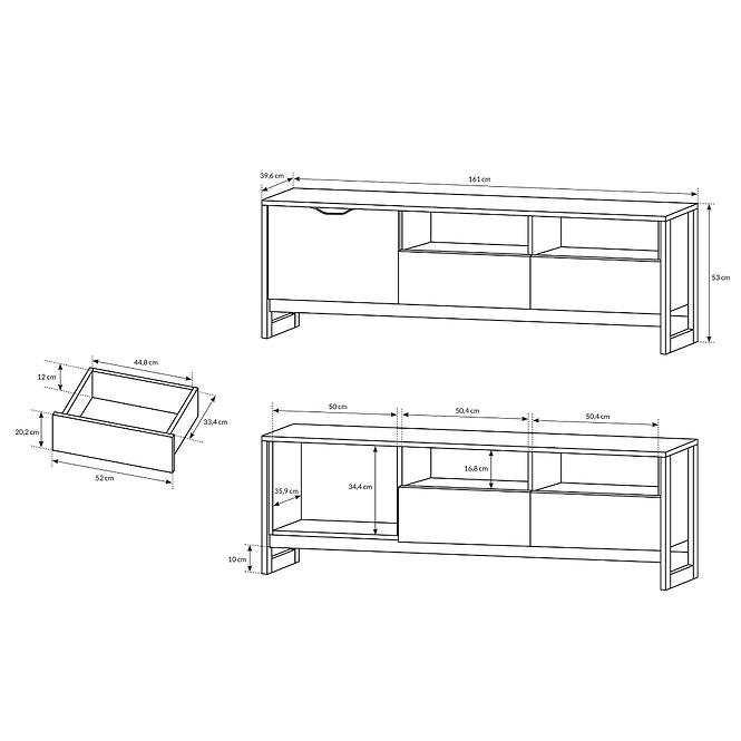 Tv Tisch Arden 160cm Eiche Sand Grande/Matera