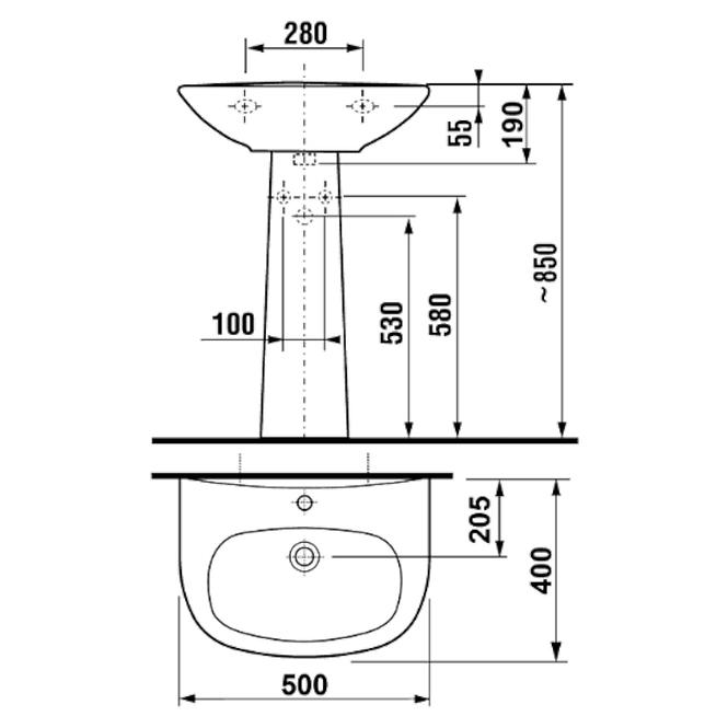 Waschbecken Zeta 50 1/O 8.1039.0.000.104.1