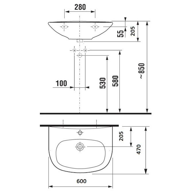 Waschbecken Zeta 60 1/O 8.1039.2.000.104.1