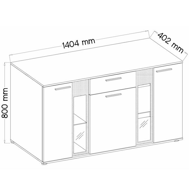 Kommode Vario 145cm Eiche Lancelot/Weißer Glanz,2