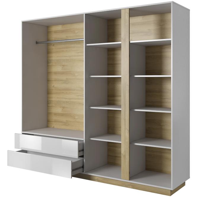 Schrank Arco L 220cm Eiche Grandson/Weiß Glanz