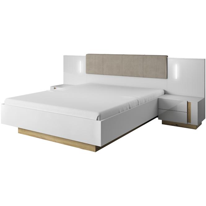 Bett Arco 160cm Mit Behälter Eiche Grandson/Weiß Glanz