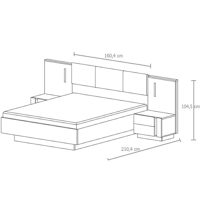 Bett Arco 160cm Mit Behälter Eiche Grandson/Weiß Glanz
