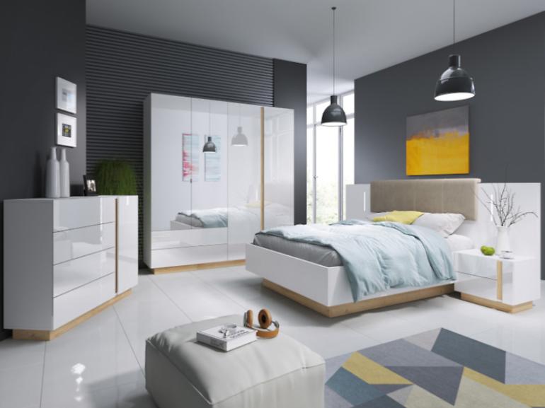 Bett Arco 160cm Mit Behälter Eiche Grandson/Weiß Glanz