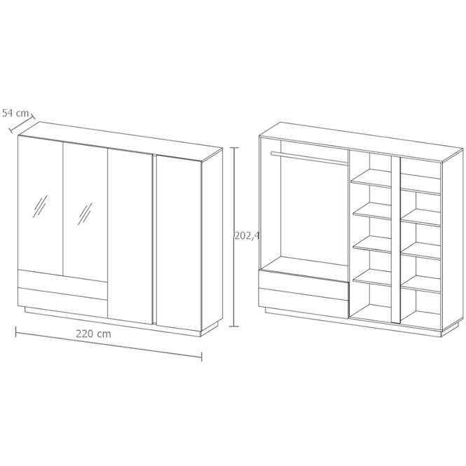 Schrank Arco L 220cm Eiche Artisan/Grafit