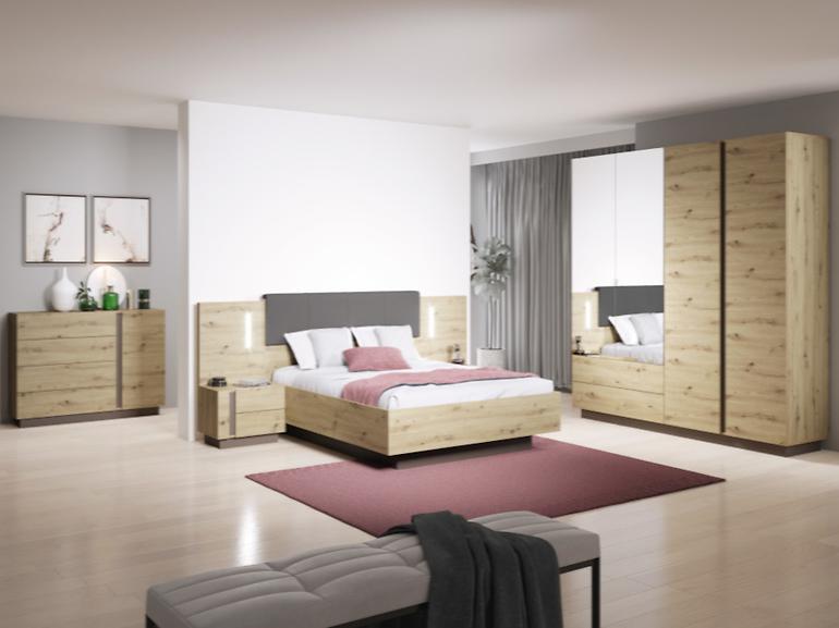 Schrank Arco L 220cm Eiche Artisan/Grafit