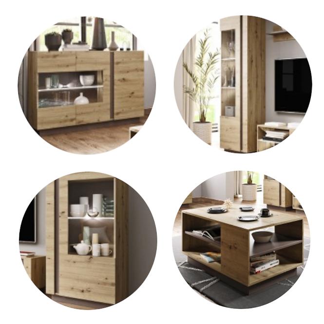 Schrank Arco L 220cm Eiche Artisan/Grafit