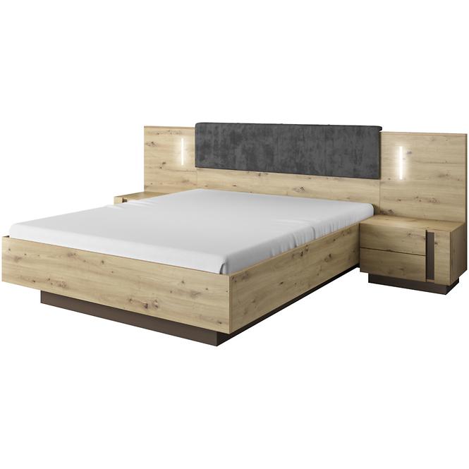 Bett Arco 160cm Mit Behälter Eiche Artisan/Grafit
