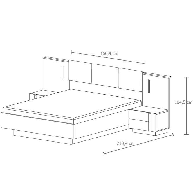 Bett Arco 160cm Mit Behälter Eiche Artisan/Grafit