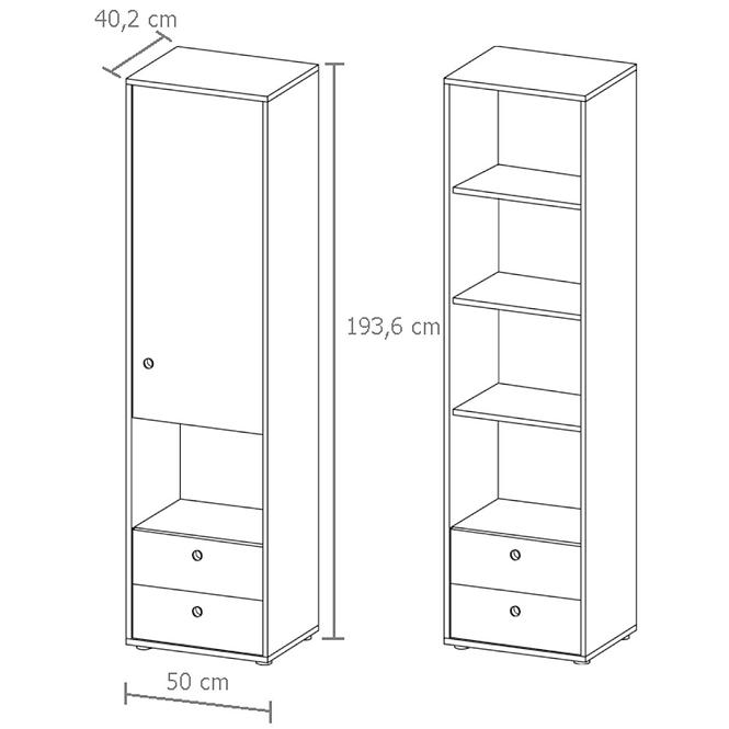 Schrank Kuki 50cm Eiche Arisan/Grau Platin