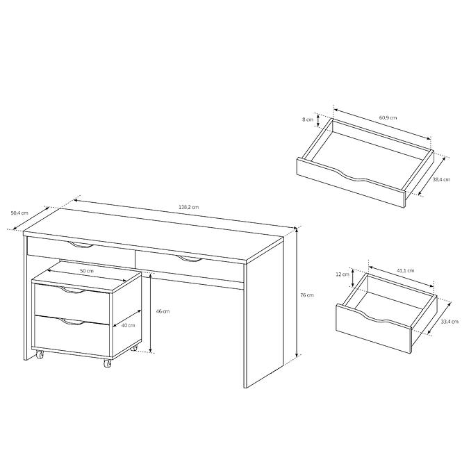 Schreibtisch Mati 139cm Weiß