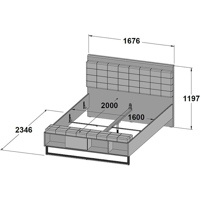 Bett Jakobina 160cm Eiche/Schwarz