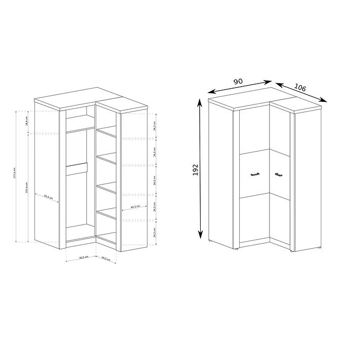 Schrank Indianapolis 90/106cm Craft Weiß
