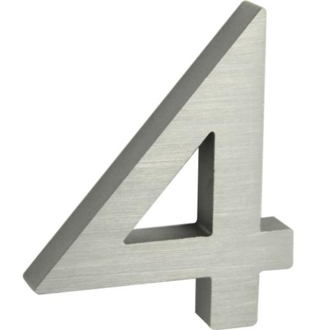 Aluminium Nummer 3D Silber matt 4 RN.100LV