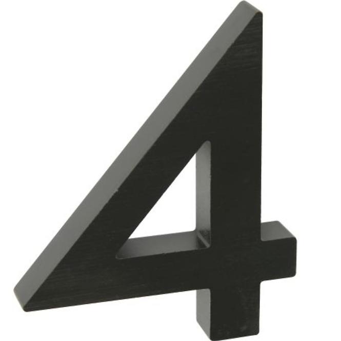 Aluminium Nummer 3D schwarz matt 4 RN.100LV