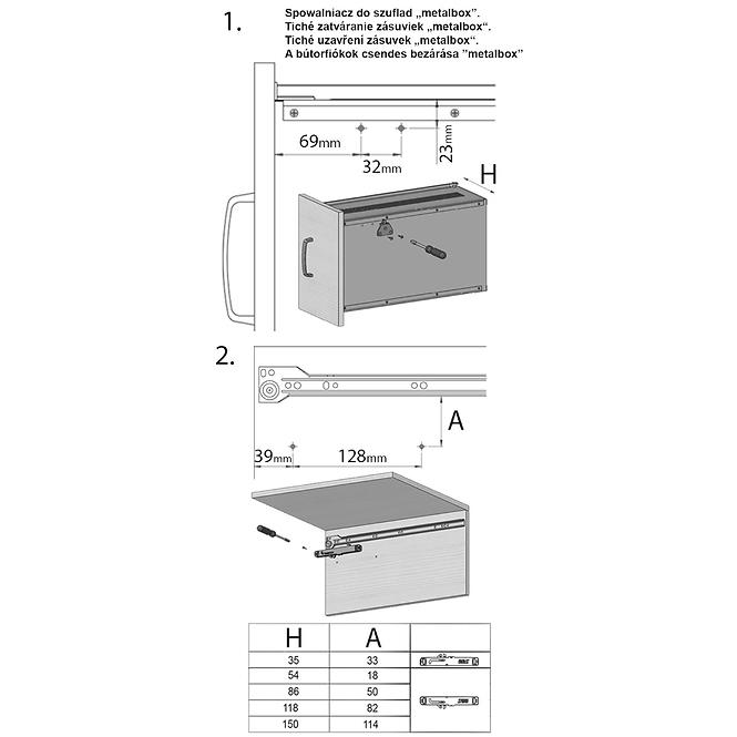 Verzögerer für Schubladen Metalbox 2 St