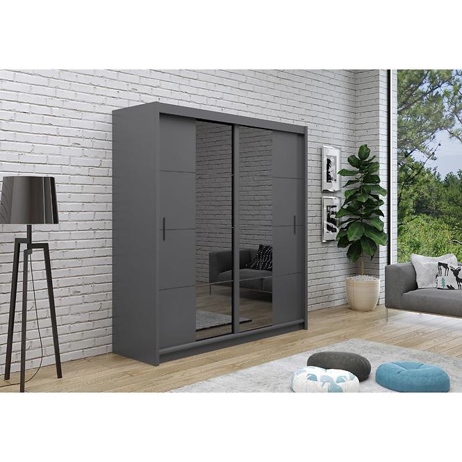 Schrank Porto-2 203cm Grafit/Spiegel