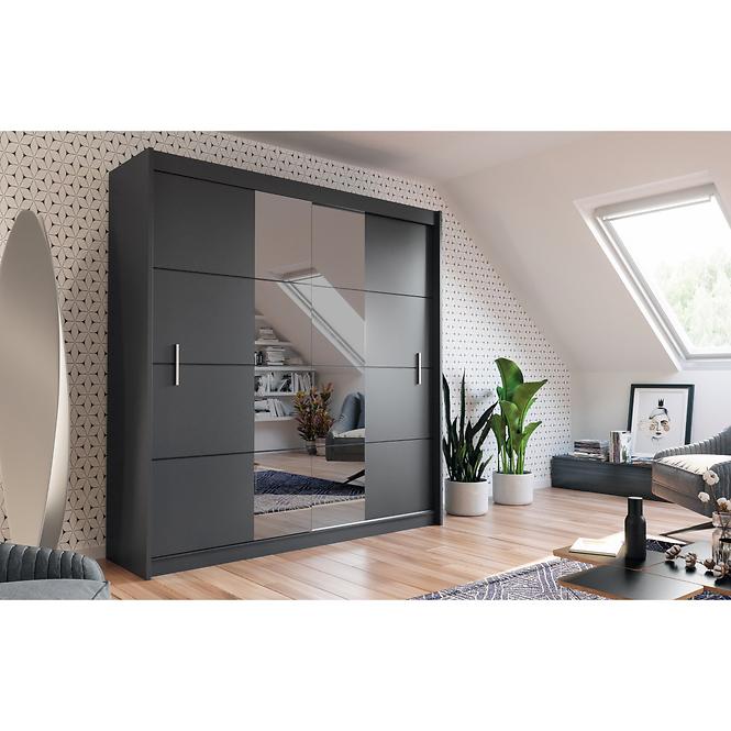 Schrank Porto-2 203cm Grafit/Spiegel