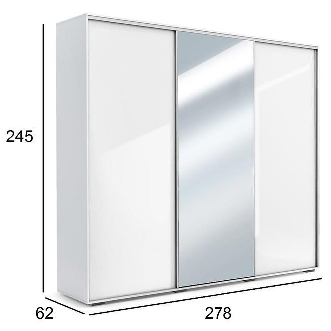 Schrank Aniela 278cm Spiegel Weiß