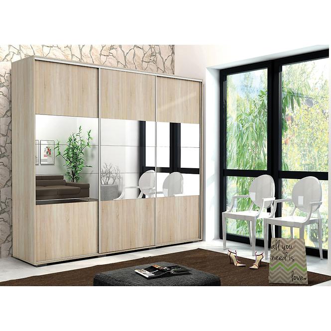 Schrank Milena 278cm Spiegel Eiche Sonoma