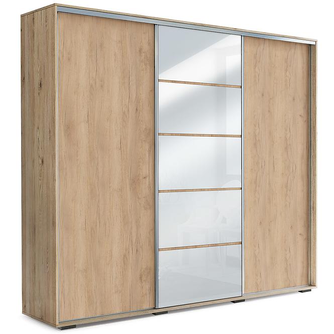 Schrank Alicja 278cm Spiegel Kraft Golden/Weiß