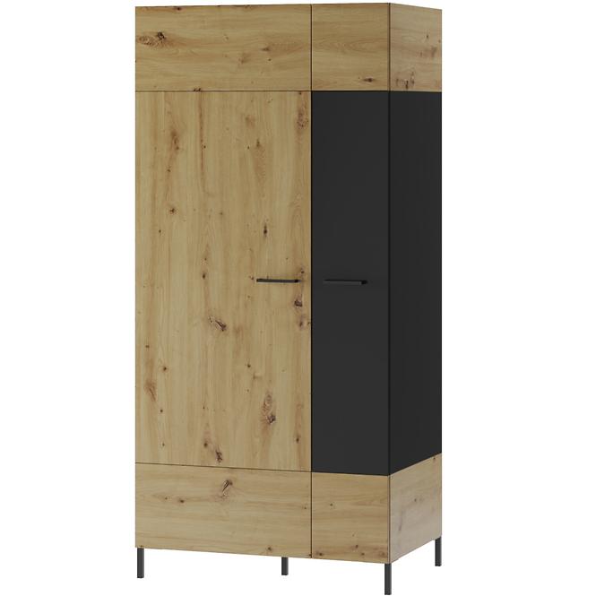 Schrank Lucas 70 Eiche Artisan/Schwarz Mat