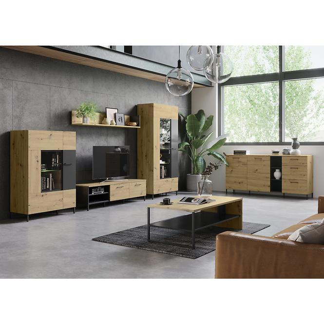 Schrank Lucas 70 Eiche Artisan/Schwarz Mat