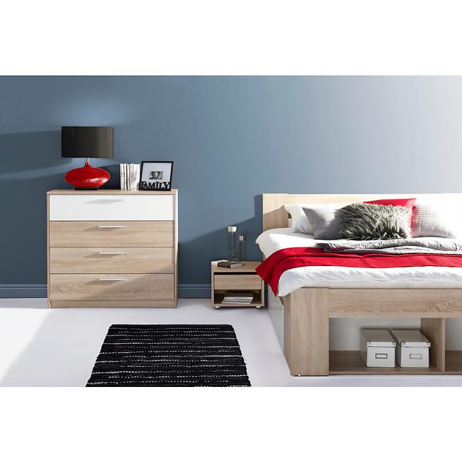 Bett Milo 160cm Mit Nachttisch Eiche Sonoma