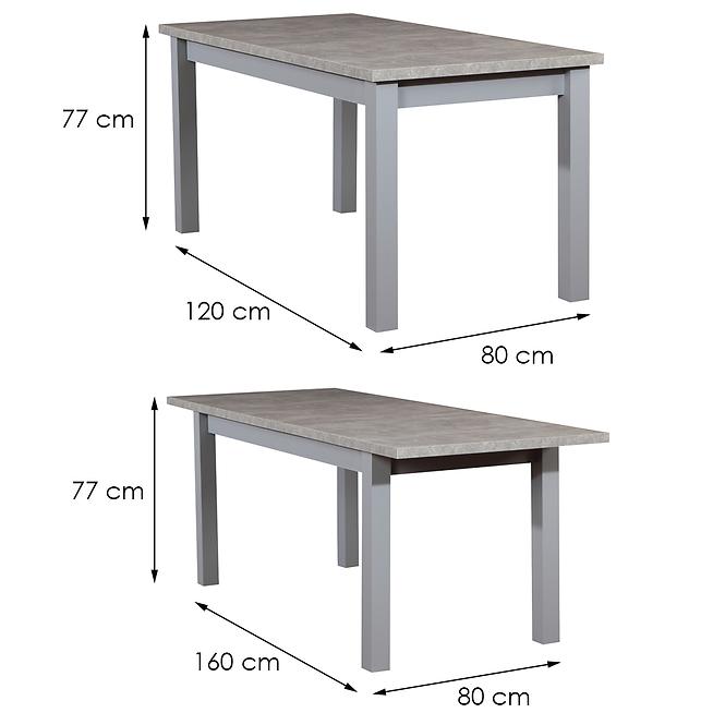Tisch 120x80+40 Beton