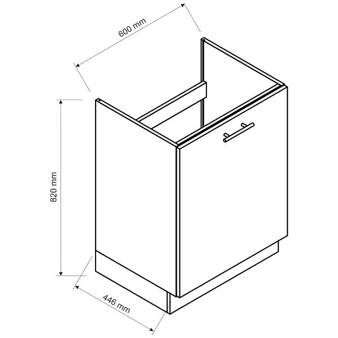 Küchenschrank Paula Grau D60 Zl F1 /P Bb