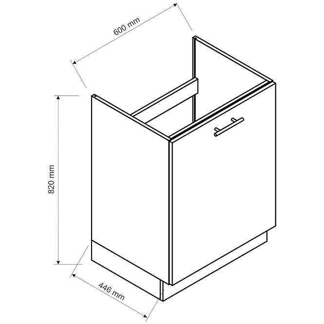 Küchenschrank Paula Grau D60 Zl F1 /L Bb