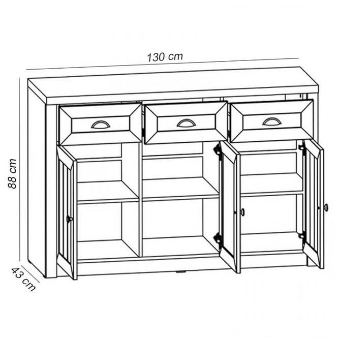 Kommode Prowansja 130cm Grey, K3S